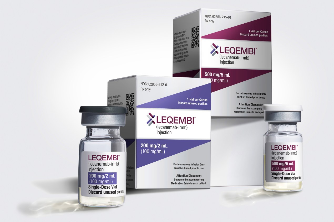 A photo of vials and packaging for Leqembi.